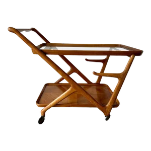 Vintage Walnut Cesare Lacca Tea Trolley Cart for Cassina