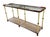 Vintage Hollywood Regency Faux Bamboo Brass Console Table with Woven Cane Shelf & Double Glass Top | Chinoiserie Campaign...