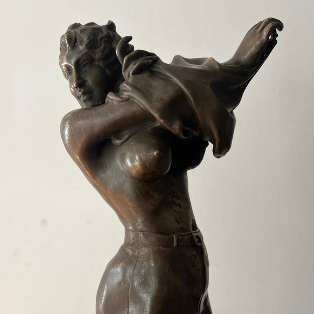 Metal 20th Century Bronze Figure of Lady by Italian Aldo Vitaleh For Sale - Image 7 of 11