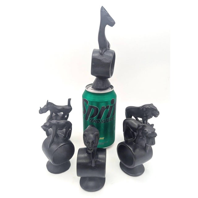 Wood 1990s African Ebonized Wood Napkin Rings, Set of 6 For Sale - Image 7 of 10