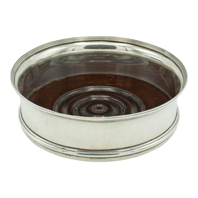 1930s Vintage English Silver Plate Wine Bottle Coaster For Sale