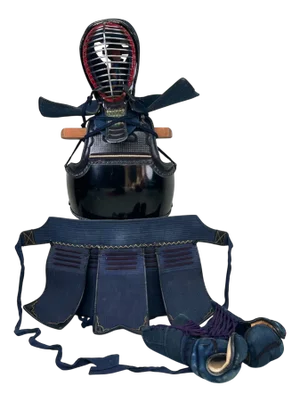 Vintage Indigo Kendo Bogu Set, 1970s, Set of 6