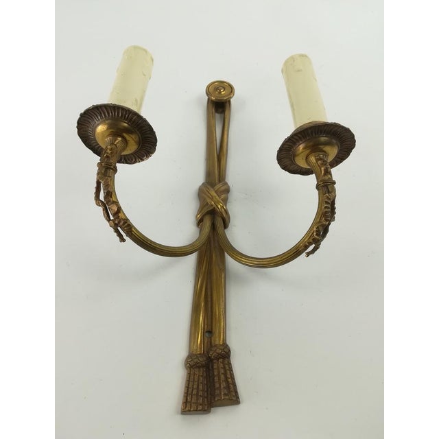 Vintage French Brass Wall Lights with Candles, Set of 2 For Sale - Image 4 of 10