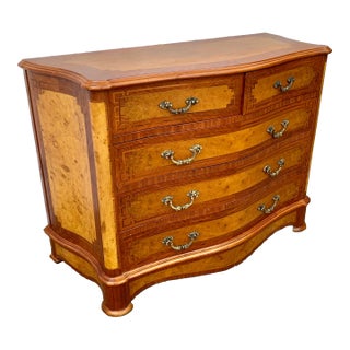 20th Century Burlwood and Walnut Chest of Drawers For Sale