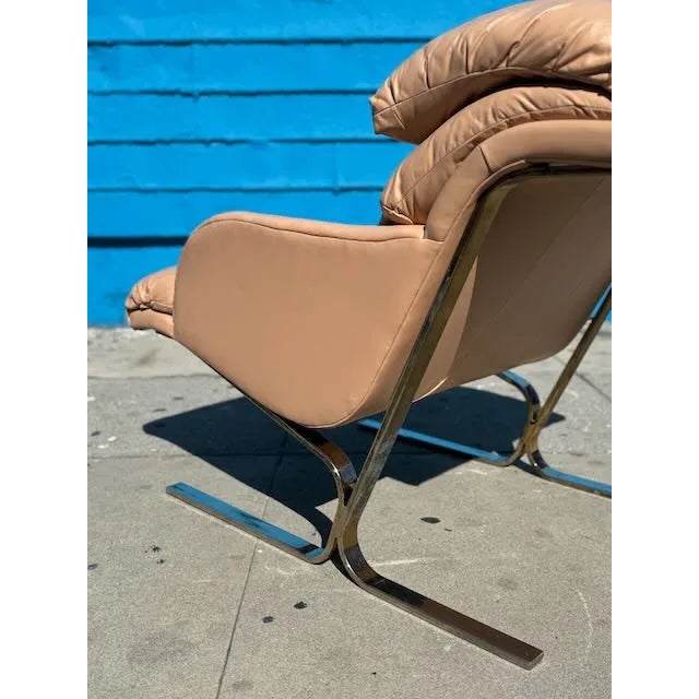 1990s Hekman-Dansen Pink Leather Chair & Ottoman For Sale - Image 12 of 14