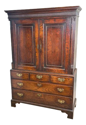 Antique Georgian Oak Press Cupboard, 1750