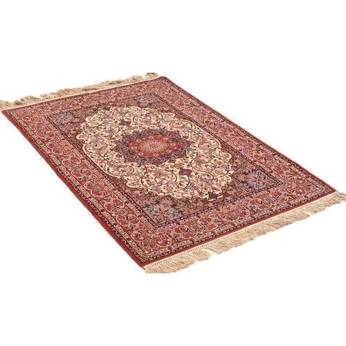 Middle Eastern Rug in Wool and Silk For Sale - Image 5 of 7