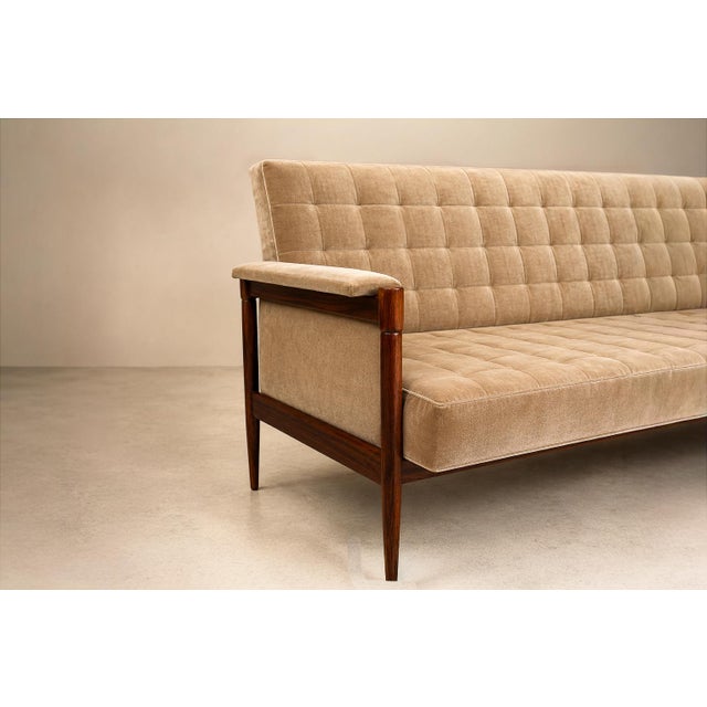 Mid-Century Modern Sofa in Brazilian Rosewood and Camel Mohair by Móveis Provenzal, Brazil, 1960s For Sale - Image 3 of 17
