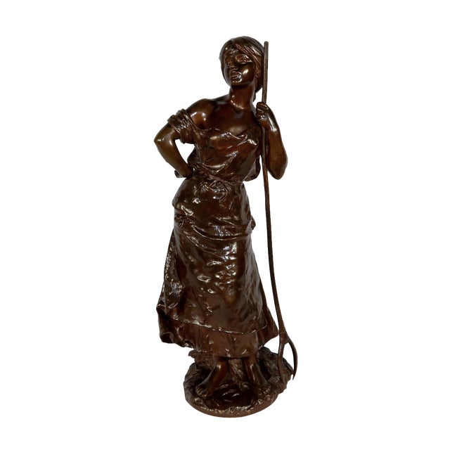 H. Moreau, Jeune Paysanne, Late 1800s, Bronze For Sale