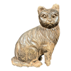 Late 20th Century Folk Art Carved Wooden Cat Sculpture