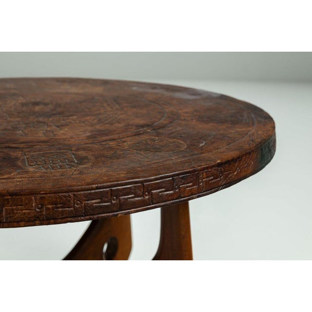 Wood Ecuadorian Round Coffee Table by Angel Pazmino, 1960 For Sale - Image 7 of 13
