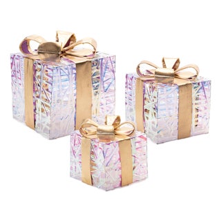 LED Woven Packages with Bow (Set of 3) For Sale