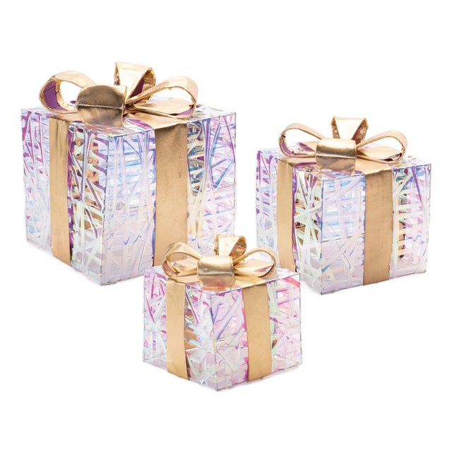LED Woven Packages with Bow (Set of 3) For Sale