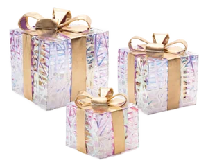 LED Woven Packages with Bow (Set of 3)
