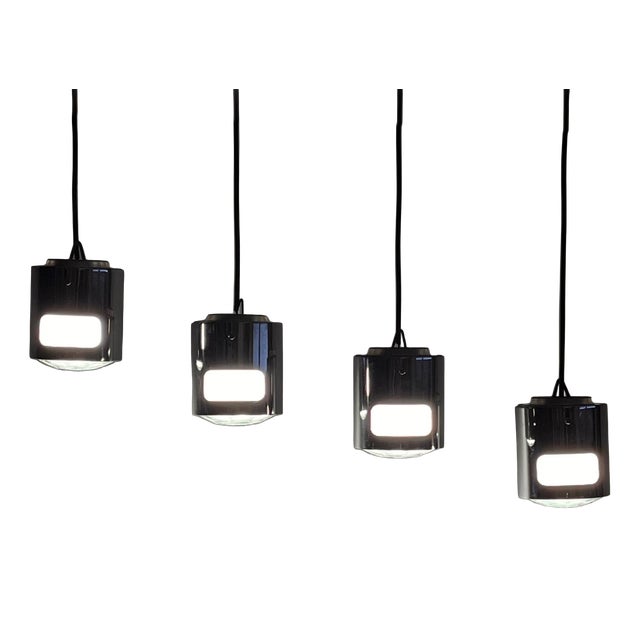 Optic Pendant Lamps by Veca, Italy, 1970s, Set of 4 For Sale