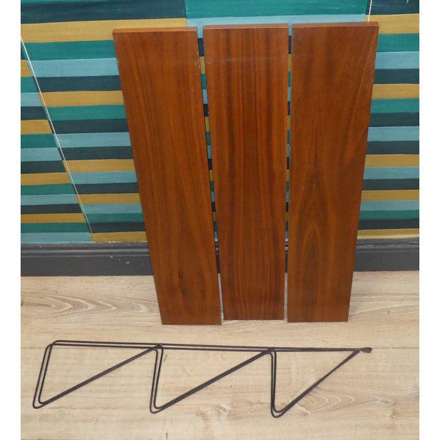 Small Vintage String Shelf in Walnut, 1960s For Sale - Image 11 of 13