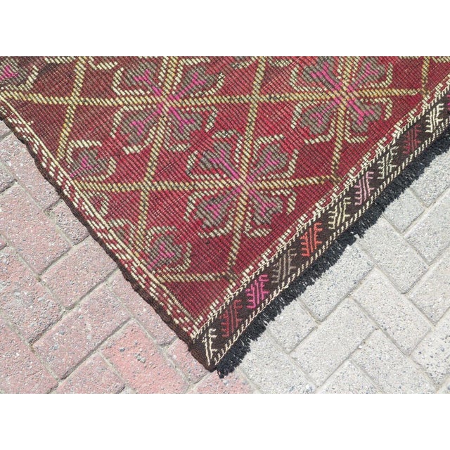 1960s Embroidered Kilim Rug - 58" X 114" For Sale - Image 9 of 11