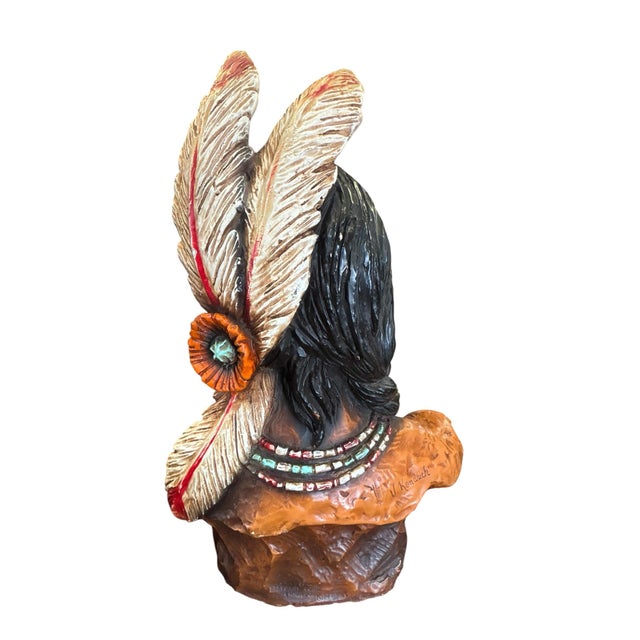 Native American Chief Bust by v. Kendrick, Signed For Sale - Image 4 of 12