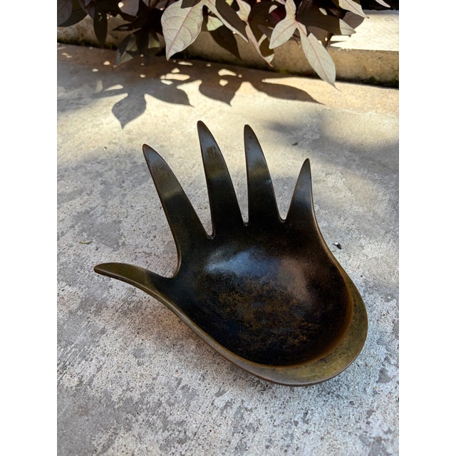 Brass Vintage Brutalist Walter Bosse Sculptural Bronze Hand Bowl or Ashtray, Herta Baller, Austria, 1950s For Sale - Image 8 of 12