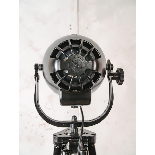 Satin Black Rank Strand Patt 123 Theater Spotlight Floor Lamp with Black Wooden Tripod, 1960s For Sale - Image 11 of 18