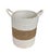 Coastal Vintage Coastal Two-Tone Woven Seagrass & Rope Storage Basket With Handles For Sale - Image 3 of 12