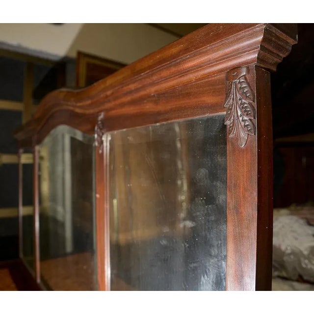 Liberty Sideboard with Molato Mirror, 3 Doors and 3 Marble Top Drawers, 1930s For Sale - Image 4 of 7