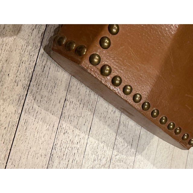 Late 20th Century Italian Leather & Stud Wastebasket For Sale - Image 5 of 7