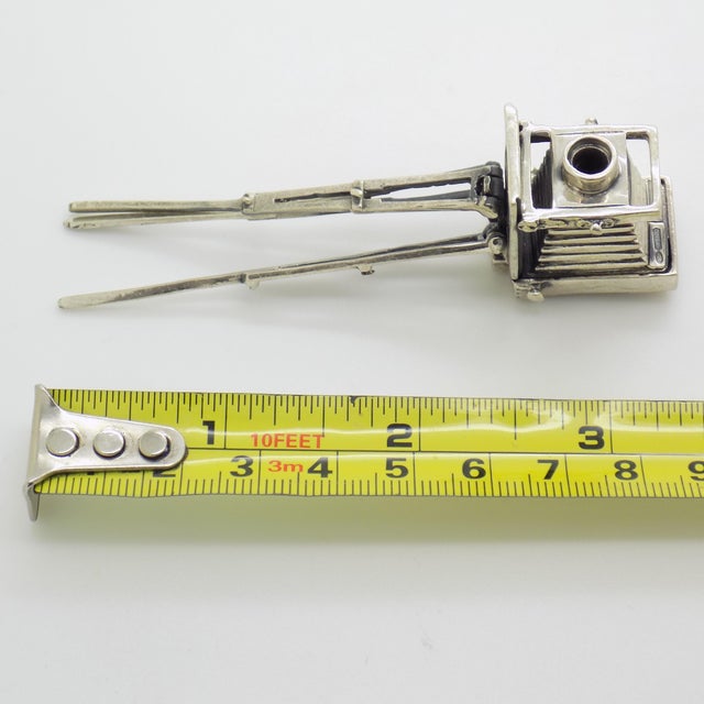 Vintage Italian Handmade Genuine Sterling Silver 925 Camera Tripod Figurine Miniature, Made in Tuscany (Arezzo) For Sale - Image 9 of 9