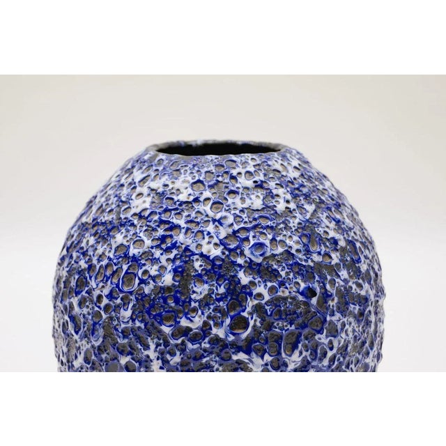 1950s Large German Blue & White Fat Lava Vase from ES Keramik, 1950s For Sale - Image 5 of 16
