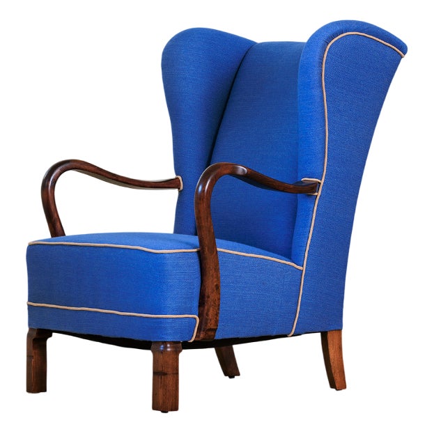 Royal Blue Armchair, 1950s For Sale