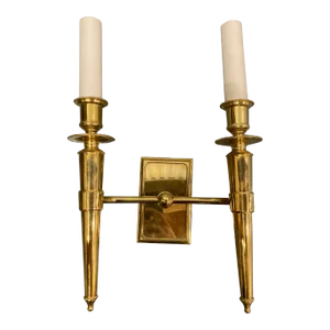 Remains Lighting Eric Twin Sconce in Unlacquered Brass