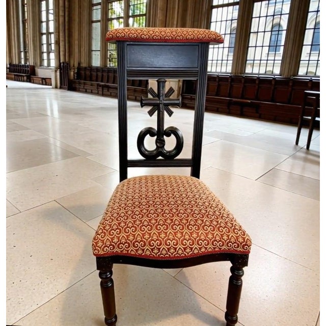 Antique French Prie-Dieu Prayer Chair with Carved Cross, 1890s For Sale - Image 9 of 12