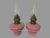 Glass Pair of Antique Victorian Pink Opaline Art Glass Oil Lamp Fonts For Sale - Image 7 of 12
