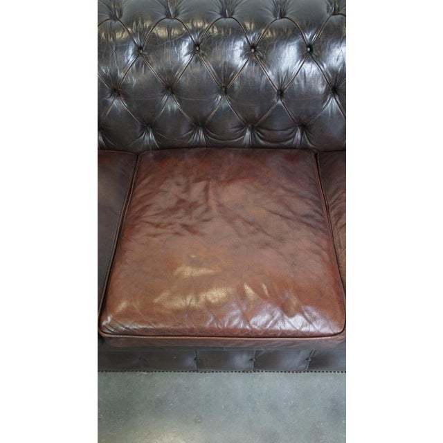 Dark Brown 3-Seater Cowhide Chesterfield Sofa For Sale - Image 6 of 15