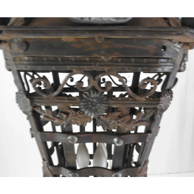 Metal 20th Century Spanish Cast Iron Light Fixture For Sale - Image 7 of 10
