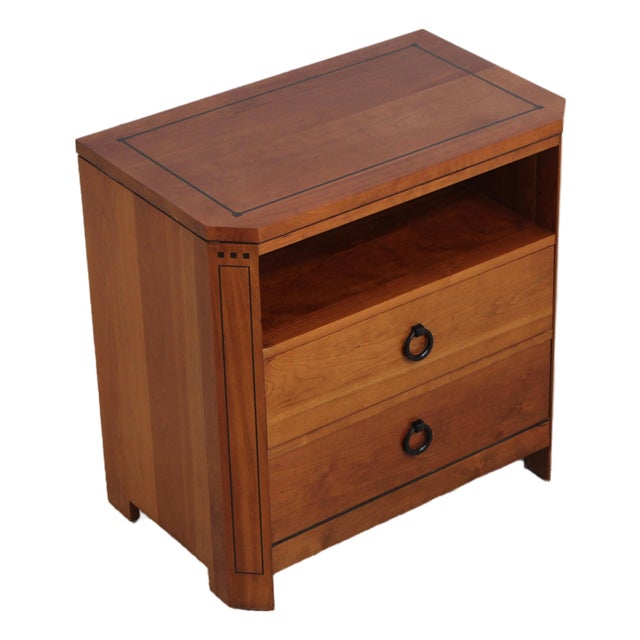 Stickley Cherry 21st Century Two Drawer Inlaid Nightstand For Sale