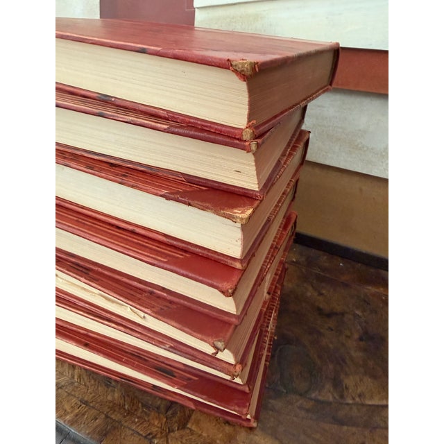 Set of Seven (7) Swedish Leather Books Svenska Folket Genom Tiderna Decorative Stack For Sale - Image 12 of 12