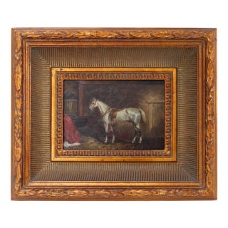 A. Ladd, White Horse, 20th Century, Oil on Board, Framed For Sale