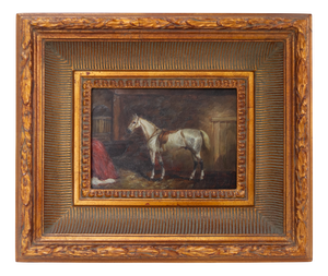 A. Ladd, White Horse, 20th Century, Oil on Board, Framed