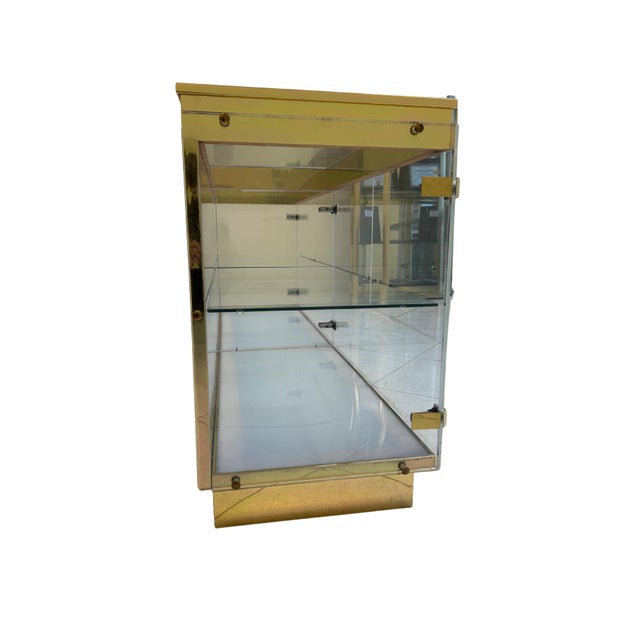 1970s Hollywood Regency Mid Century Brass and Glass Credenza For Sale - Image 4 of 7