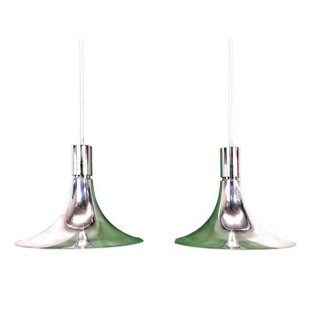 Chandeliers Am/As in Steel by Franco Albini for Sirrah, 1960s, Set of 2 For Sale