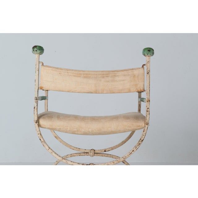 1920s Curcule Style Wrought Iron Arm Chair - Vintage Antique Furniture 1920s For Sale - Image 5 of 13