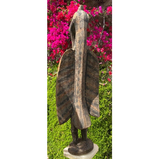 Antique Senufo Hornbill Bird Sculpture (Porpianong) Carved Wood Statute, Côte D’Ivoire – 40” Tall For Sale - Image 18 of 18