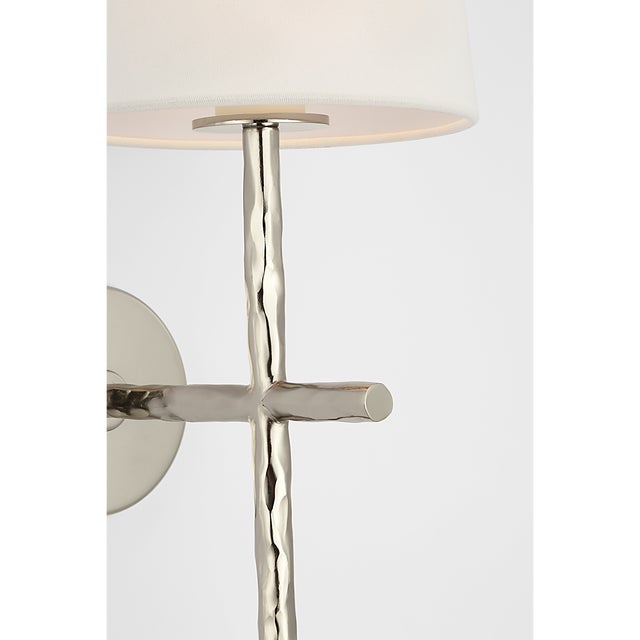 Visual Comfort Suzanne Kasler for Visual Comfort Signature Collette 23" Tail Sconce in Polished Nickel with Linen Shade For Sale - Image 4 of 9