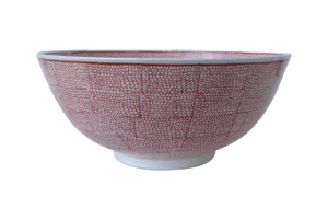 Vintage C.1950's "Nora Fenton Asian Hand Decorated Red & White Porcelain Bowl