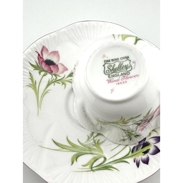 Shelley Wind Flower Tea Cup, Dainty Shape Cup and Saucer English Fine Bone China For Sale In Boston - Image 6 of 7