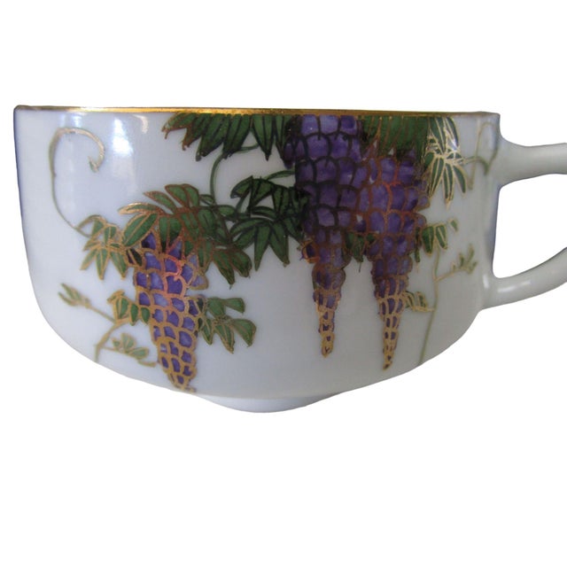 Mid 20th Century Vintage Koshida Wisteria Garland Geisha Lithophane Tea Cup & Saucer Set- 2 Pieces For Sale - Image 5 of 13