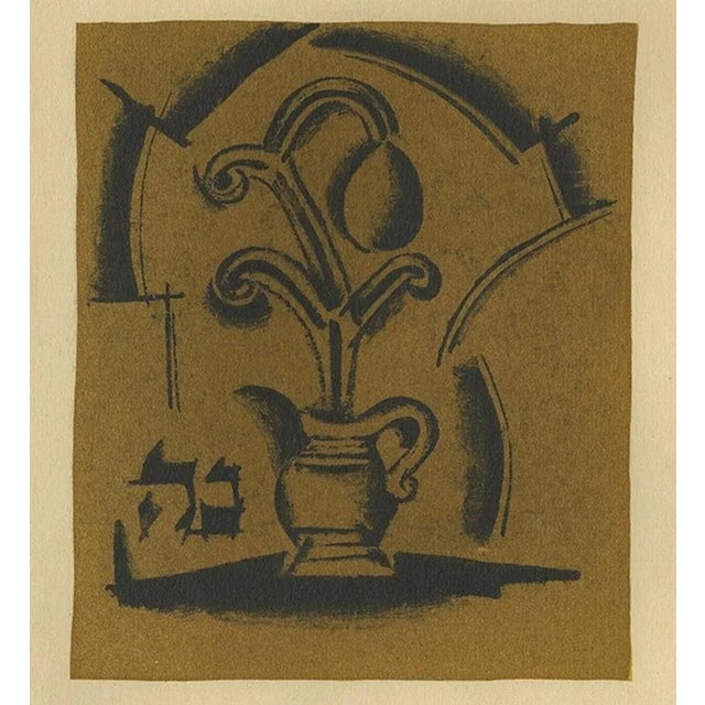 Nathan Altmann, Stylized Vase and Flower, 1923, Paper For Sale - Image 3 of 6