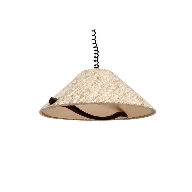 Mid-Century Wood and Wool Pendant Lamp, 1960s For Sale
