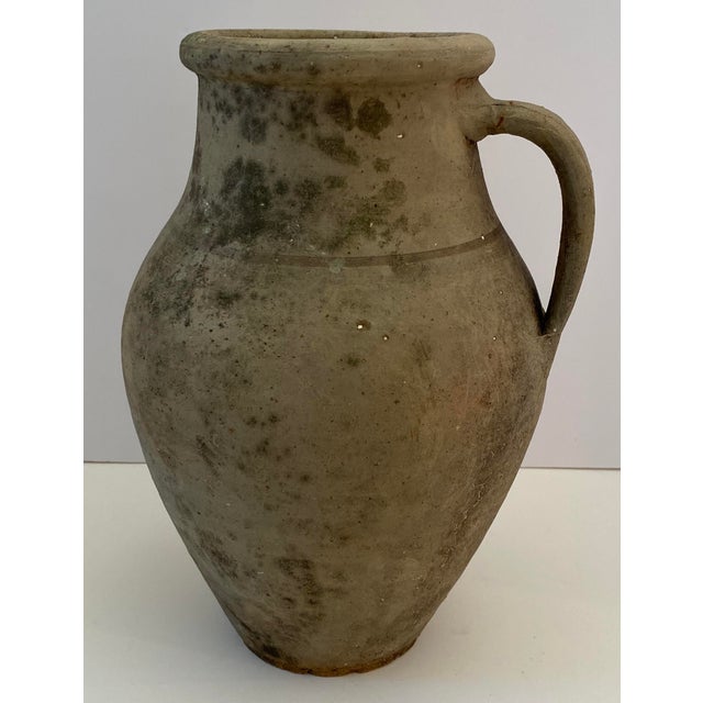 Rustic Antique Handcrafted Terracotta Pitcher, Rustic Amphora Roman Style Clay Vessel For Sale - Image 3 of 6